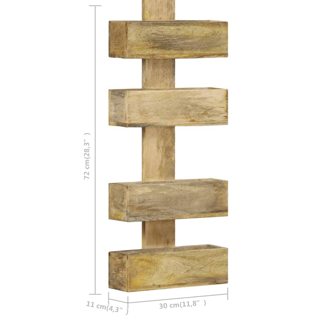 Mensola da cucina, mensola da bagno, libreria, mensola da pavimento Portariviste a Parete 30x11x72 cm in Legno Massello di Mango per Soggiorno, Ufficio, Studio, Corridoio