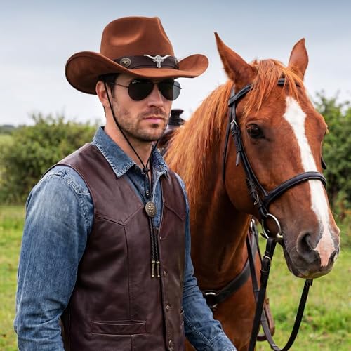 Image of Mepase 18 Pcs Cowboy Hat with Bolo Tie Sunglasses Rodeo Western Costume Accessories for Men Women Cosplay Halloween Party