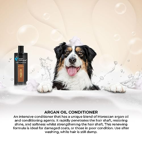 Groom Professional Arganöl Hundespülung (1 L) – Professionelle Formel mit Marokkanischem Arganöl, Stärkt und Nährt Trockenes oder Verfilztes Fell, Spendet Glanz