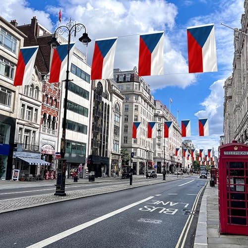 Image of AhfuLife Czechia Flag 5ft x 3ft for Party Decor, 1 Pcs Large Czech Flag Polyester Double Side with Brass Eyelets for World Cup Garden Street Indoor Outdoor