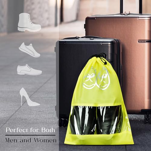 Image of Heart Home Pack of 10 Travel Shoe Organizer | Storage Bags | Travel Carrying Bag | Storage Organizers Set | Shoe Cover with Transparent Window | Shoe Dori Cover | Yellow & Black