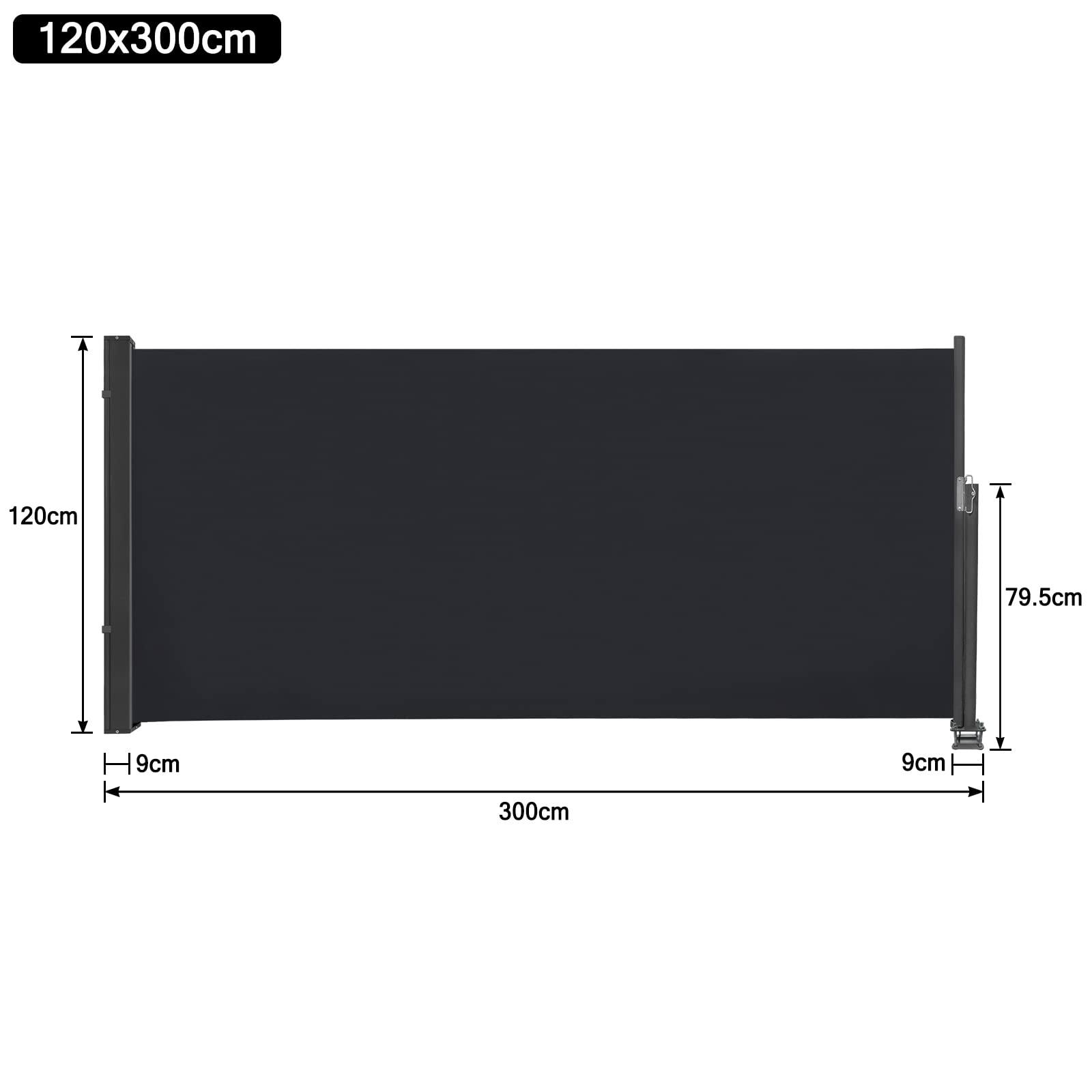 XMTECH Seitenmarkise 140x300cm Balkon Sichtschutz Ausziehbar Terrasse | Ausziehbare Seitenmarkise mit UV-Schutz, wetterfestem Polyester, Sichtschutz und Windschutz für Balkon, Terrasse und Garten