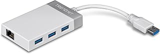 TRENDnet 3-Port USB 3.0 Hub with 10/100/1000 Mbps Gigabit Ethernet Adapter, 3 x USB 3.0 Ports, RJ-45 Gigabit Ethernet Port, Supports XP, Vista, Windows, Mac OS 10.6-10.9, Nintendo Switch, TU3-ETGH3