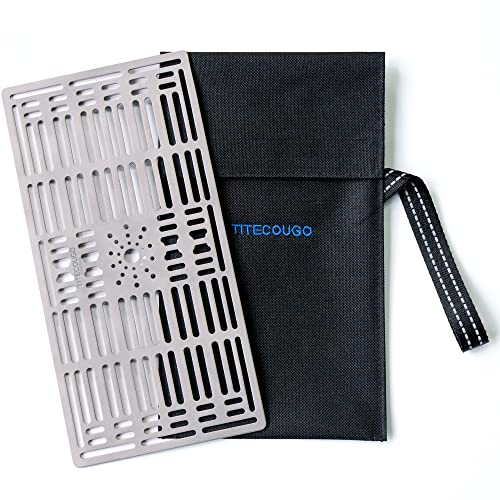 TITECOUGO Bushcraft Titanium Cast Mesh Over Fire Pit Grates Camp Campfire Grills Rack for Backpacker Part Utensils Sets with Bag Camping Cooking Hiking Portable Grill