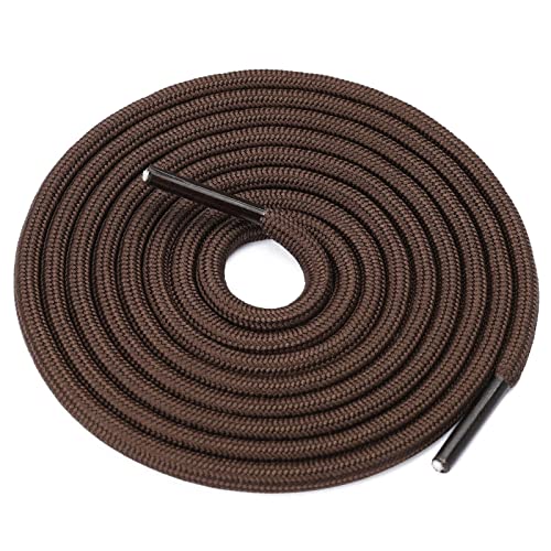 Stepace Round Shoelaces [2 Pairs] Heavy Duty Boot Shoe Laces For Hiking Work Boots Brown-120(High Density) #TOP2