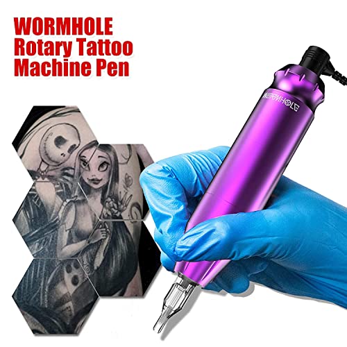Tattoo Kit, Wormhole Tattoo Pen Kit/Rotary Tattoo Machine Pen for Beginners 10pcs Tattoo Cartridges Needles 5 Tattoo Ink, Professional Complete Tattoo Kit TK602 - Thumbnail 6
