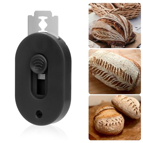 PEUTIER Pan Cojo con 5uds Cuchillas, Herramienta para Marcar Masa para Pan Mango Push Pull Cuchilla Marcar pan Herramientas para Marcar Masa Madre para Accesorios para Hacer Pan de Masa Madre(Negro)