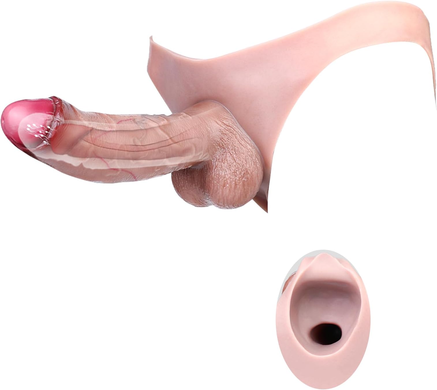 Realistic Strap On Dildo Hollow Penis Harness, Silicone Strap On Harness with Realistic Penis Sleeve, Male Enlarge Delay Time Strapon Sex Toy for Men Women Couple