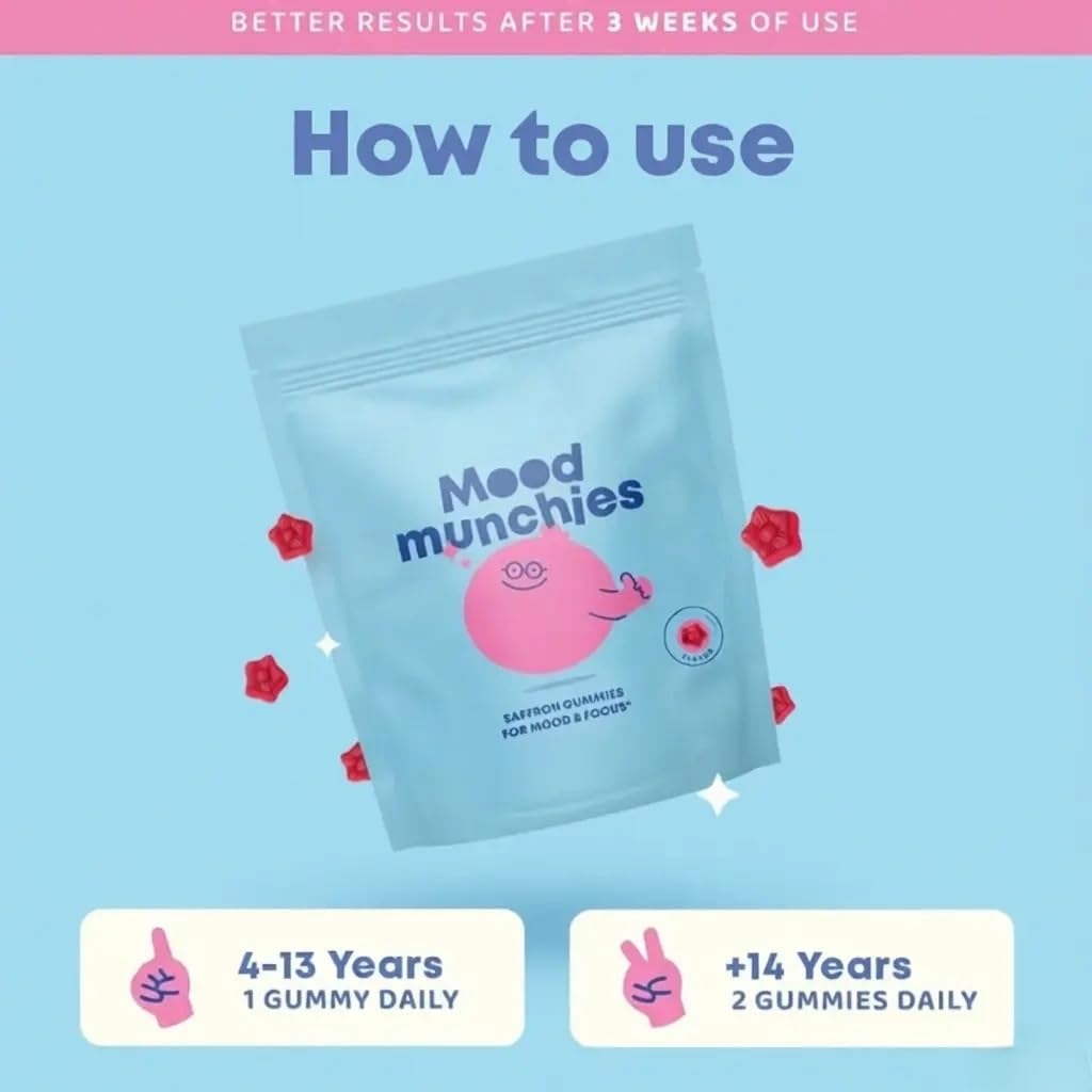 Gomitas de azafrán, para mejorar el estado de ánimo diario | mejorar la concentración, adecuadas para hombres y mujeres, 2 piezas