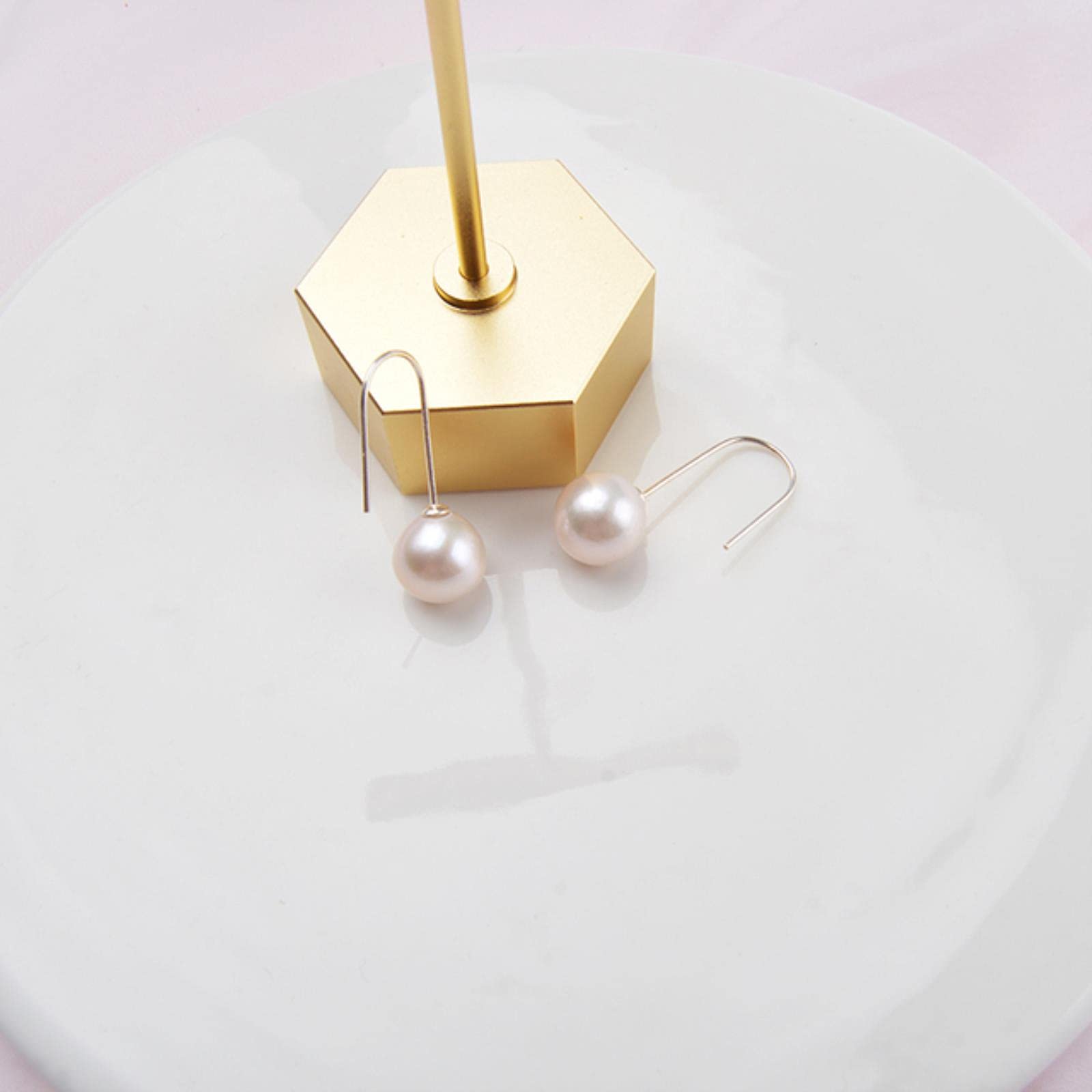 LOKILOKI Vera Perla Naturale d'Acqua Dolce Orecchini Pendenti con Perle Rotonde Grandi per Le Donne Regalo Gioielli in Argento Sterling 925