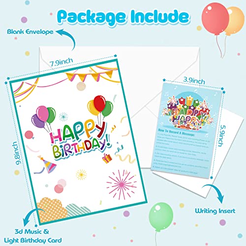 Image of INPHER Large Birthday Card, 3D Pop up Light and Music Happy Birthday Card, Musical Birthday Gift Greeting Card for Men, Women, Kids