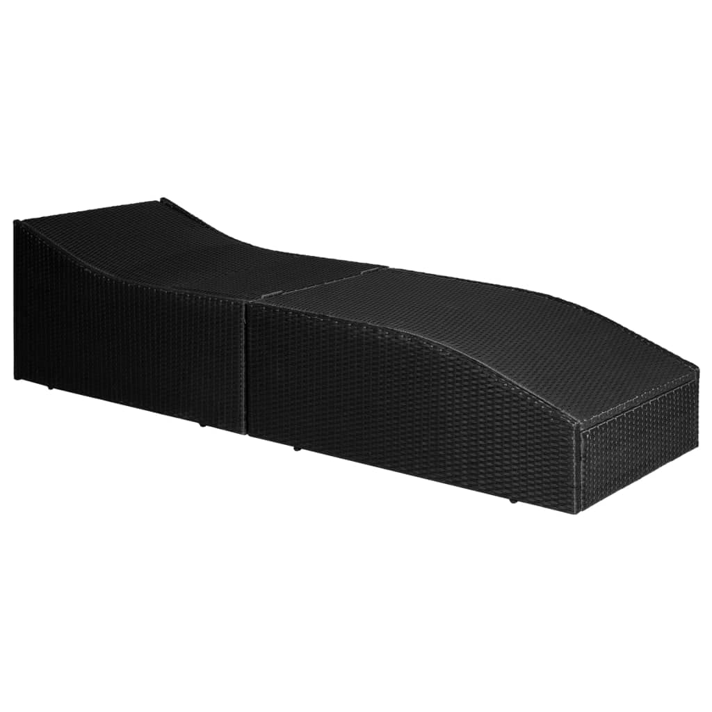 Tomostar Bain de Soleil, Chaise Longue Jardin Extérieur Transat pour Piscine avec Coussin Résine tressée Noir