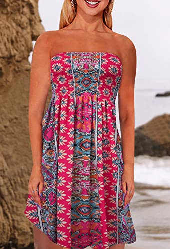 Image of Zyyfly Womens Summer Beach Dresses Strapless Cover Ups Dress Tube Top Sundresses