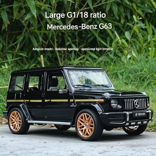 Image of Die-Cast Model Car, 1:32 Scale, Black with Gold Accentsband Hood Pull Back Super Car with Openable Doors Sound and Light for Birthdays Gift Party Decorations (G Wagon 1:24)