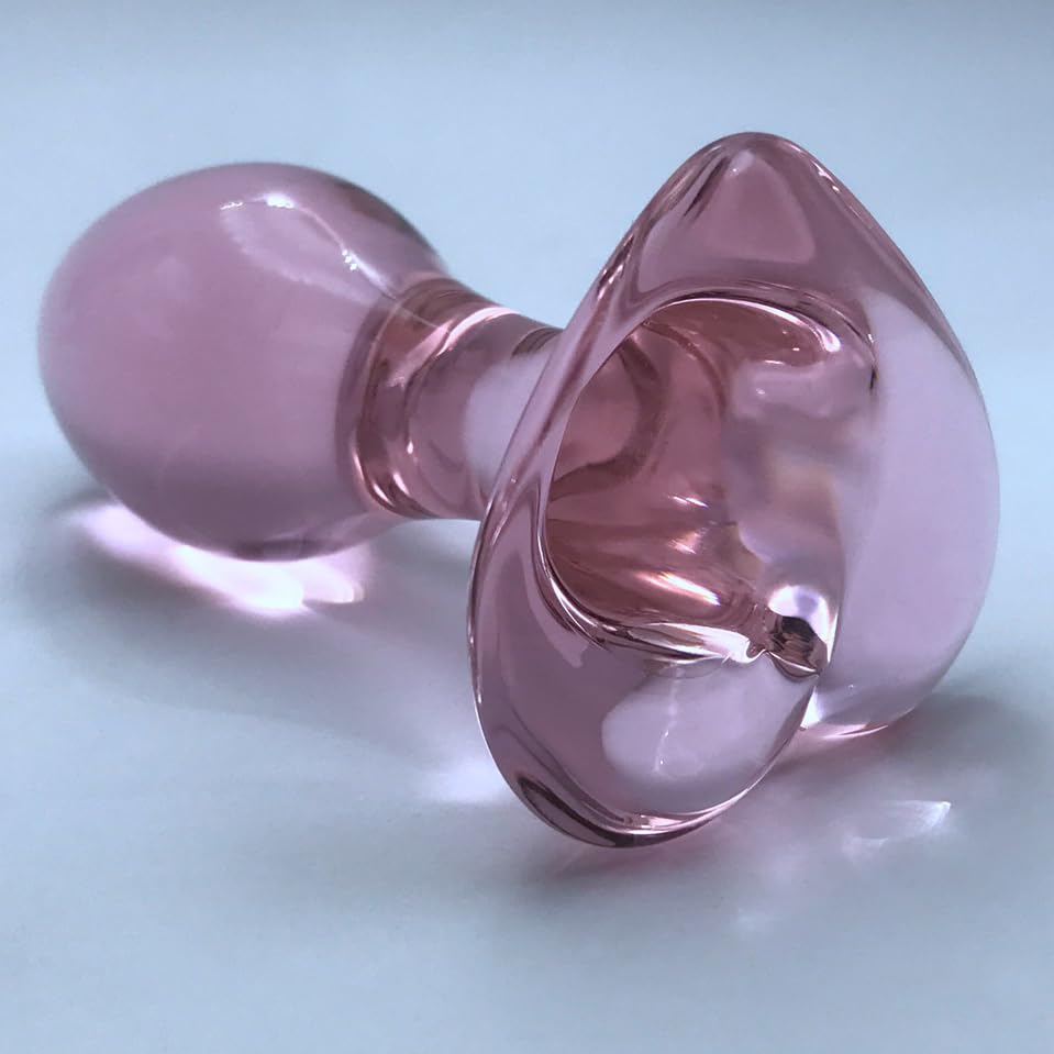 Crystal Glass Butt Plug,Mini Pink Glass Anal Plug, Anal Masturbation Plug for Men Women Gay and Couples