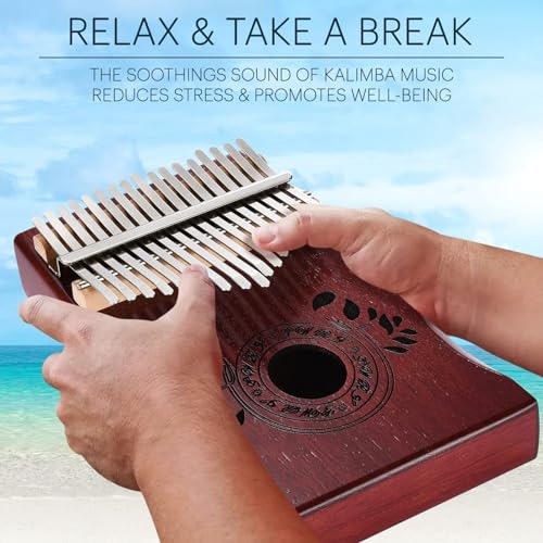 Image of UNOKKI 17-Key Kalimba Thumb Piano - Portable Mahogany Percussion Mbira Instrument - Beginner Tuning Set, Music Instruments for Kids Gifts - Cherry