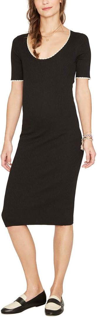 Hatch Womens Maternity The Celine Dress, 1 Black/Ivory