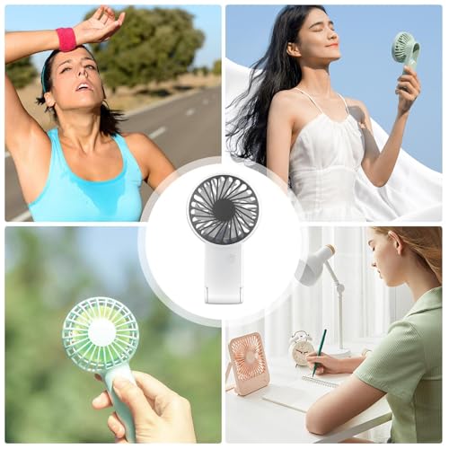 Générique Ventilateur personnel, ventilateur de main | Fan portable pour les voyages - 3 vitesses réglables, rechargeables, refroidisseur d'air silencieux sans fil pour extérieur, camping – Image 5