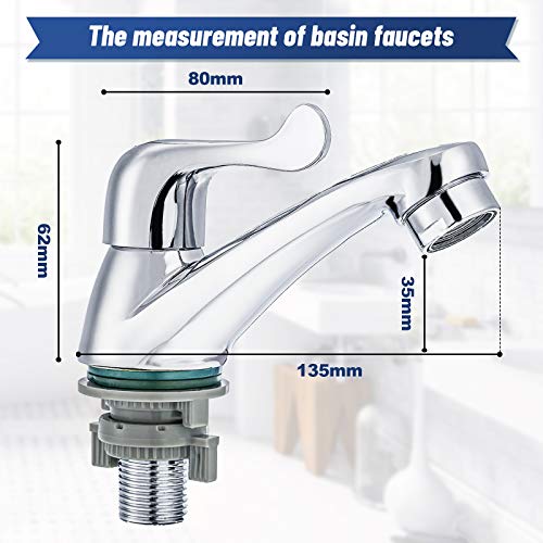 VONATES Bathroom Taps, Pair of Basin Taps Chrome, Thickened and Lengthened Bathroom Faucet Set, Hot and Cold Faucet for Balcony Basins - Image 4