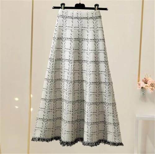 ERFMFKL Women High Waist Lattice Long Skirts ﻿Patchwork Casual Office Tassels Maxi Skirt2
