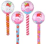 Inflatable CUPCAKE LOLLIPOP!(4PK) lollipop inflates-Assorted Designs and Colors-Birthday party Decor Favor Pool Beach Play Toy Pretend Prize Giveaways