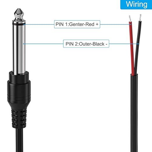 2 Pack Cable 6.35mm Plug a Bare Wire TS 2 Polos Mono 1/4" para Altavoz DJ miniatura 2