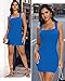 SHAPERIN Women's Built in Shapewear Tank Dress Ribbed Bodycon Mini Dress Sleeveless Square Neck Dresses (Medium,Blue)
