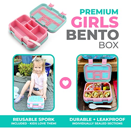 Toddler Lunch Box Bento Lunch-Box for Kids 5 Portion Sections, BPA Free Removable Plastic Tray - Image 2