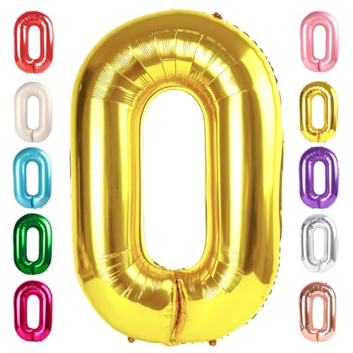 Image of Number 0 Balloon Birthday Decorations, 40In Gold Balloons for Party | Eye-catching Appearance, Perfect Decorative Centerpieces, Convenient Self-sealing Structure, Widely for Various Occasions