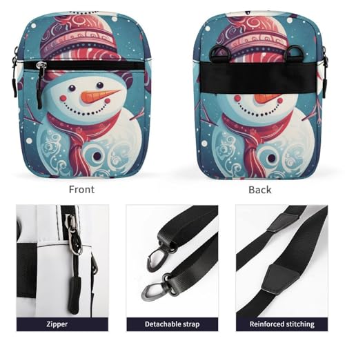 Satchel Tote Bag Messenger Bag Snowman And Baubles Printed Mini Sling Bag Purse Suitable for Work Travel3