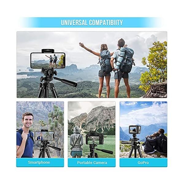 Handy Stativ,42"(106cm) Leichtes Kamera Stativ für Smartphone,iPhone stativ mit Handy Halterung und Bluetooth Fernbedienung,Aluminium Dreibein Stative für iPhone, DSLR, Kamera, Gopro – Bild 7