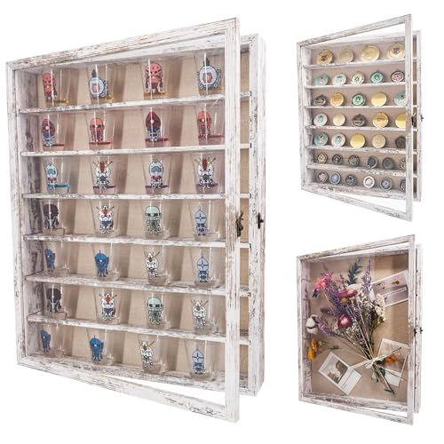 Image of FramePro Shadow Box Frame Display Case 16x20 with Removable Shelves, Deep Memory Box Trinket Knick Knack Shelf Cabinet for Collector, Keepsake Coins Military Medals Wedding Flowers White