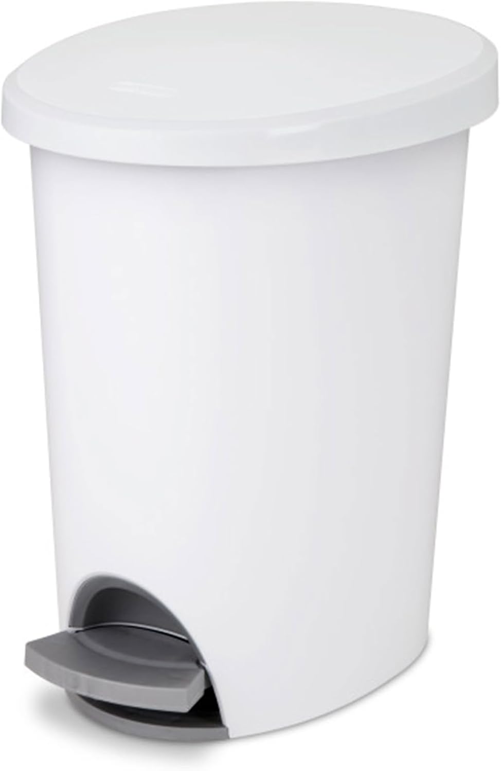 Sterilite 2.6 Gal Ultra StepOn Wastebasket with Lid, Ideal for the Bathroom, Bedroom or Home Office, White Lid & Base with Pedal & Liner, 2-Pack