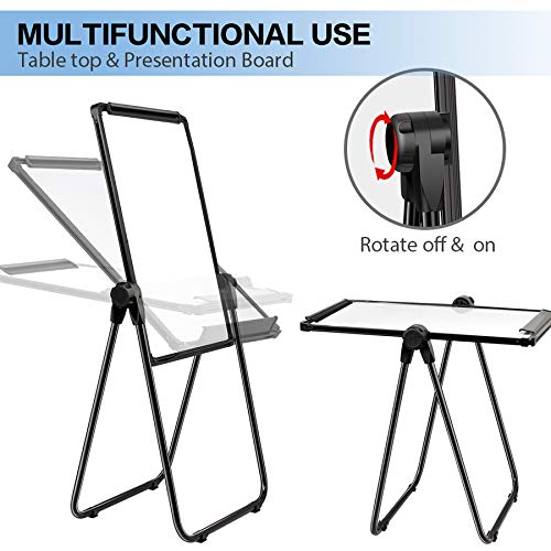 JOYOOSS 15" x 22.8" Kids Art Easel U-Stand Whiteboard Easel Dry Erase Board with Stand Height Adjustable Rotating Foldable & 360° Rotating Flipchart Easel for Kids Students (Black)