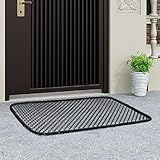 Heavy Duty Outdoor Mat 19.7" x 31.5" Waterproof Entry Mat, All Weather Metal Scraper Door Mat with Mesh Design for Shoes, Boots, Patio, Garden Use (Black)