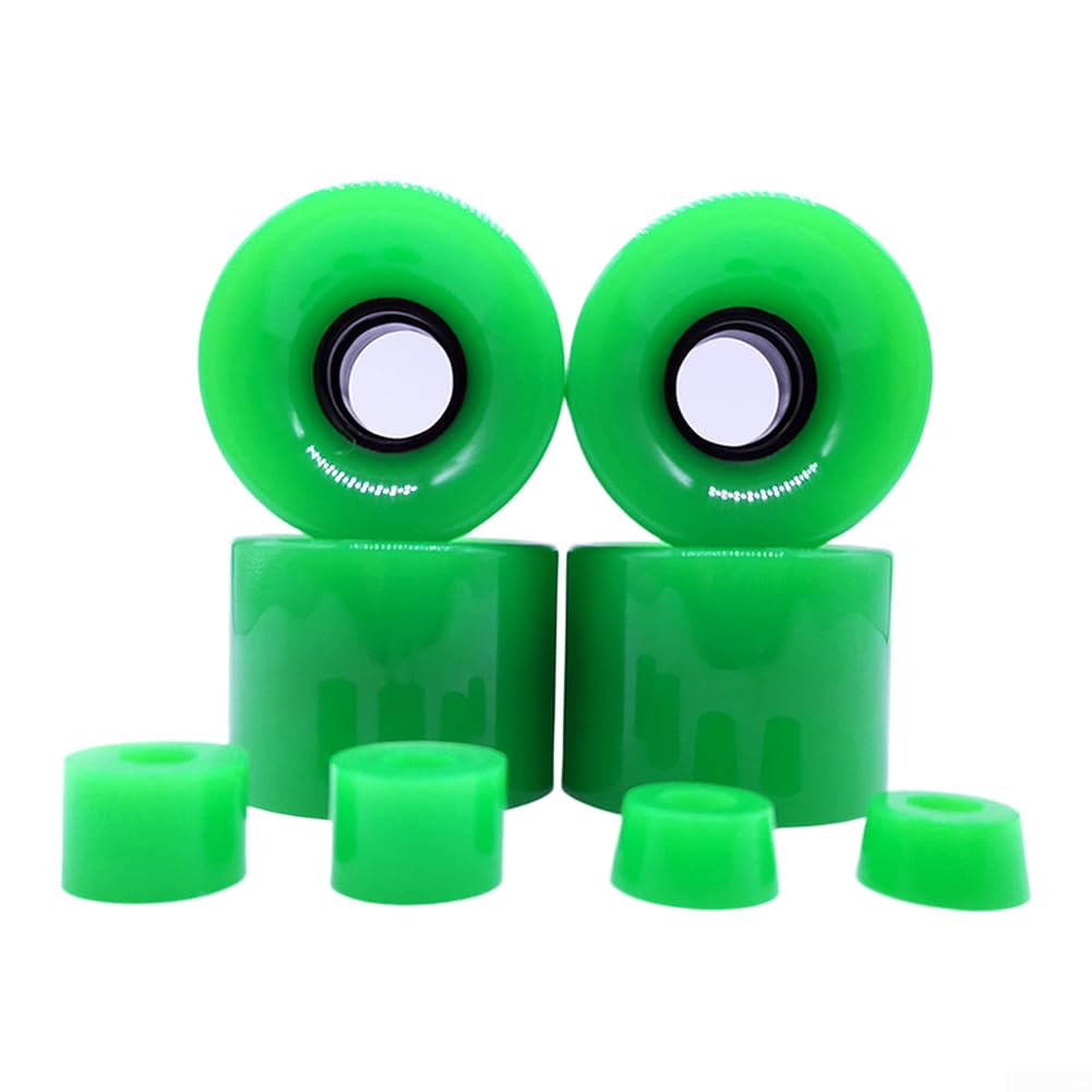 Girftong Skateboard Wheels 60X45mm 78A PU, Shock-Absorbing Solid Design For Street Cruising&Double Rocker Boards, Smooth Grip For Various Surfaces(Green)