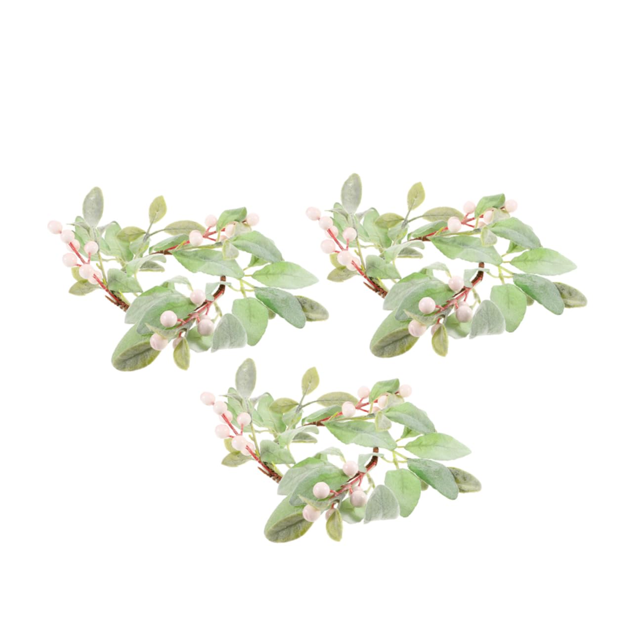 VINTORKY Faux Floral Greenery Candle Ring Berries Candle Holder Ring Decorative for Christmas Table Centerpiece