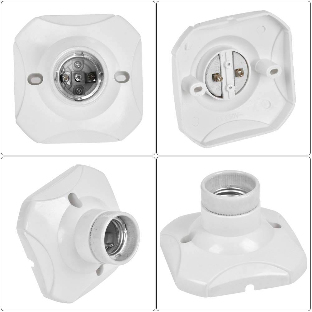 Kwmobile Porte-lampe E27 Avec Anneau Fileté Et Cordon D'alimentation Avec Interrupteur - Support De Lampe Et Câble, 3,5m En Blanc