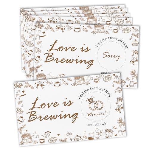 Image of patcate Bridal Shower Games, 50 PCS Love is Brewing Bridal Scratch off Cards, Wedding Engagement Last Trail Bachelorette Party Activities - Double-sided Raffle Tickets