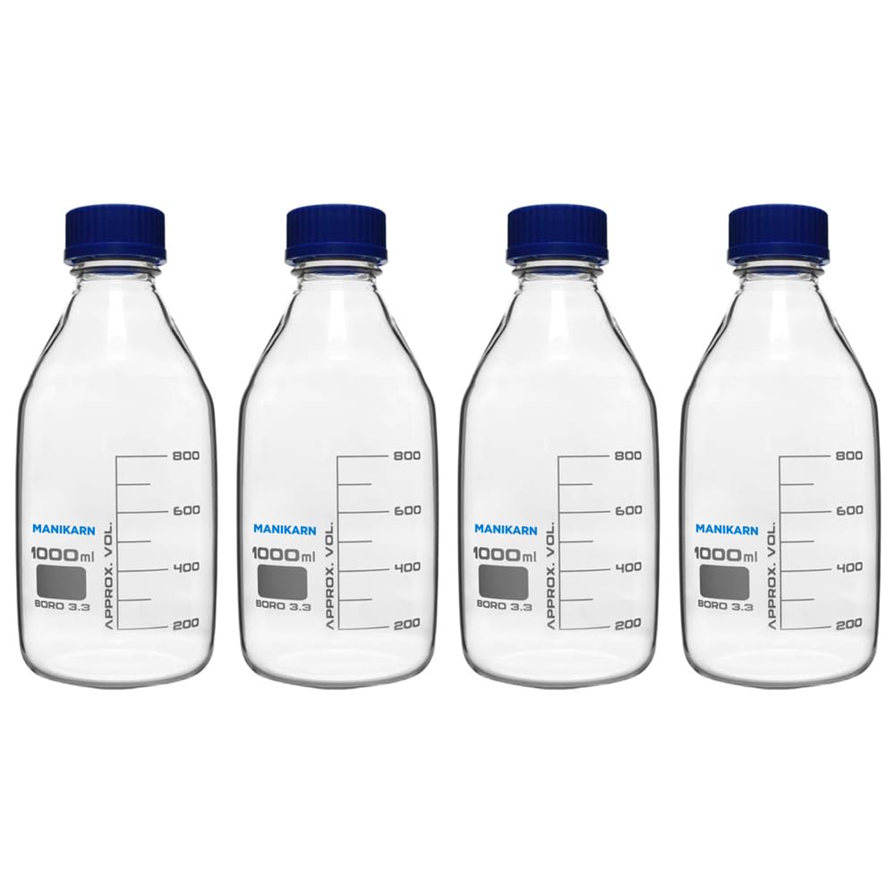 MANIKARN Borosilicate Glass Reagent Bottle with screw cap 1000ml (Set of 4 Piece) (B0C9TS336G) Amazon Price History, Amazon Price Tracker