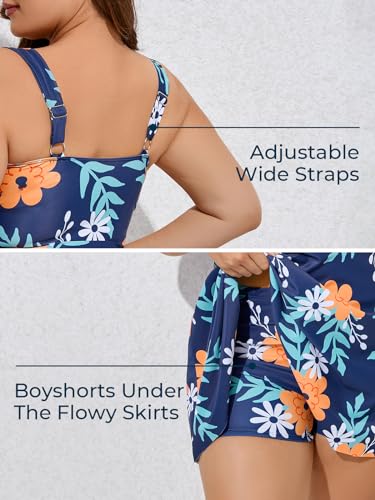 MiYang Women Plus Size Two Piece Swimsuits Flowy Tankini Swim Dress Bathing Suit with Shorts3