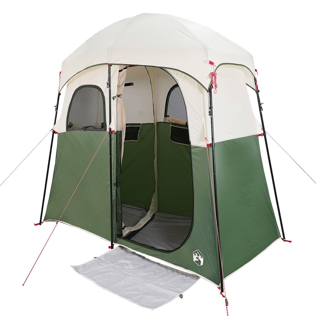 vidaXL Shower Tent 2-Person, Pop Up Toilet Tent for Outdoor Camping Beach Hiking Bathing, Changing Privacy Tent for Adults, Green Waterproof