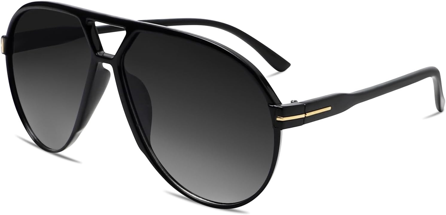 Retro Aviator Sunglasses for Women Men Oversized Classic 70s Vintage Trendy Tangle Free Square Aviators Sun Glasses - Image 3