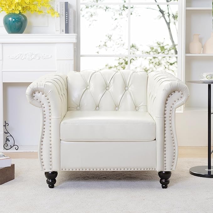Image of WOODEN WORLD Modern & Classic Leather Sofa Set - Luxurious Comfort, Stylish Design, and Durable Build (White, 3+2+1 Seater)