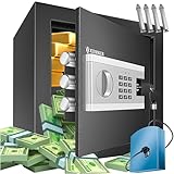 KESSER® Elektronischer Tresor | 40x50x40cm | Inkl. Batteriebox | Elektronischer Safe | 3x Doppelbolzenverriegelung | Boden Wandtresor | Möbeltresor | Innenbeleuchtung | Panzerschrank Zahlenschloss