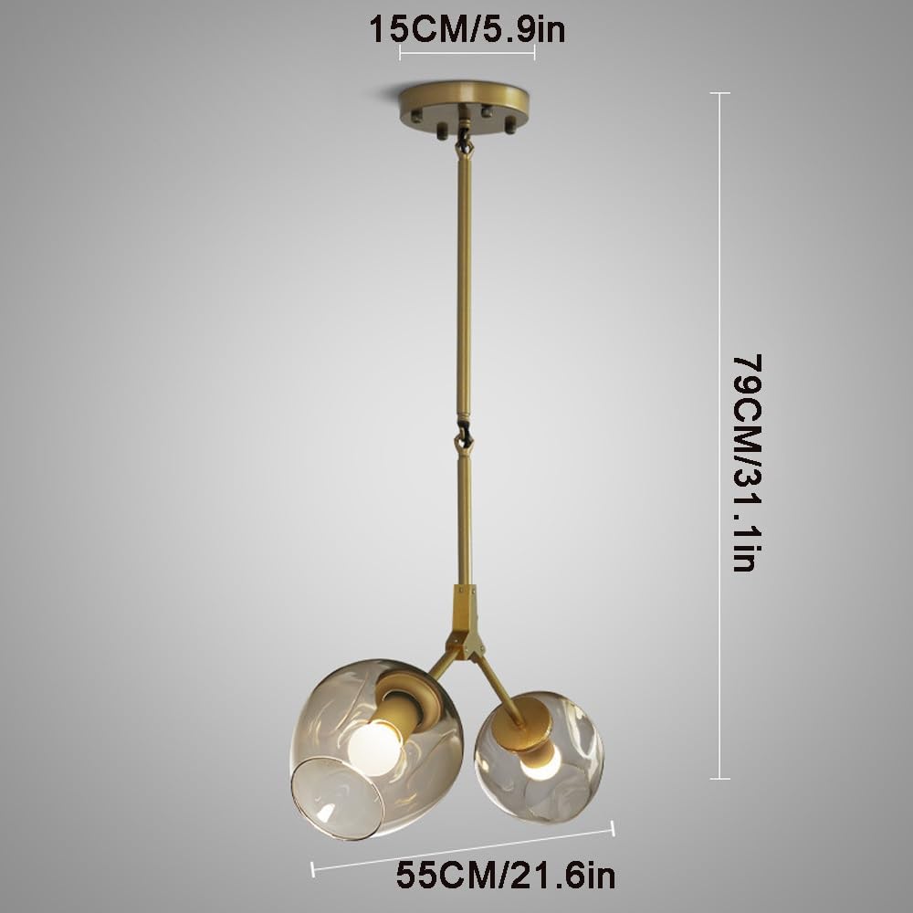 2 luces, lámparas de suspensión clásicas de arte industrial, lámpara de techo Geometry Creative E27 con pantalla de vidrio transparente, for pasillo, entrada, balcón, casa de campo, dormitorio, pasill