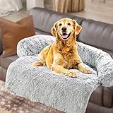 Hundebett Flauschige Hundedecke Hundebett Couch für Sofaschutz Kofferraumschutz Hundedecke Super Softe Plüsch Zwinger Hundedecke Waschbar rutschfest Haustierbett Hundesofa, 105 cm,Grau