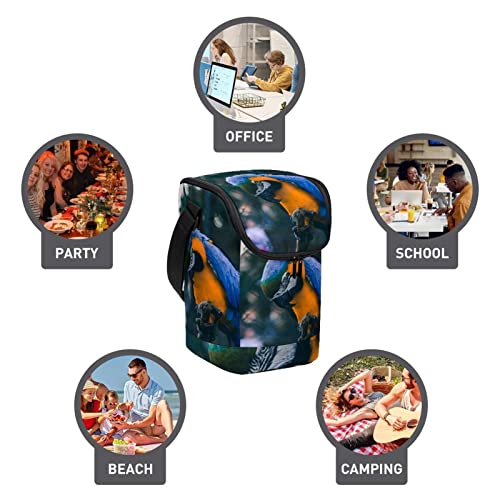 Bolsa de almuerzo de loro con estampado resistente lonchera portátil compacta 4