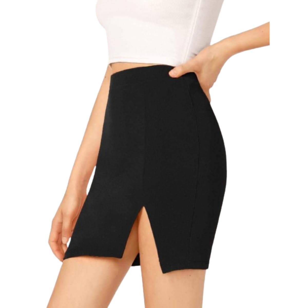 cuisinex Mini Fox Cut Elasticated Side Slit Mini Skirt for Women and Girl-picture-18