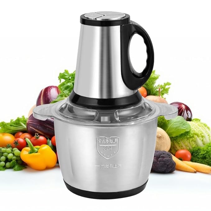 3L Stainless Steel Electric Meat Grinder with Safety Lid, 4D Blade Food Chopper, 3 Speed Kitchen Processor, Heavy Duty Meat Mincer Machine for Vegetables, Nuts, Baby Food, Garlic-image-15